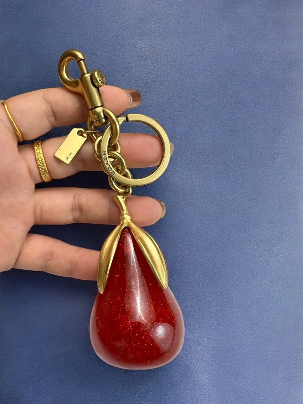 🌸Coach Red and Gold Keychain
